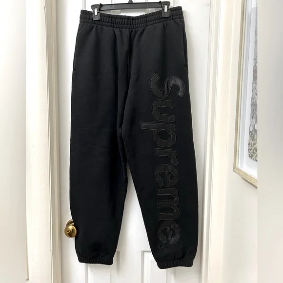 Supreme | Pants | Supreme Satin Applique Sweatpant Black Mens Size